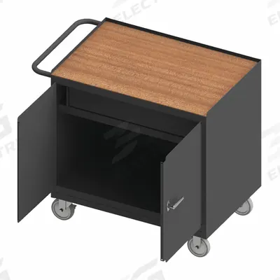 DURHAM MFG Mobile Cabinet Workbench: 36 in x 24 in, Hardboard, 1,200 lb Overall Load Capacity - Mobile Cabinet Benches with Shelves