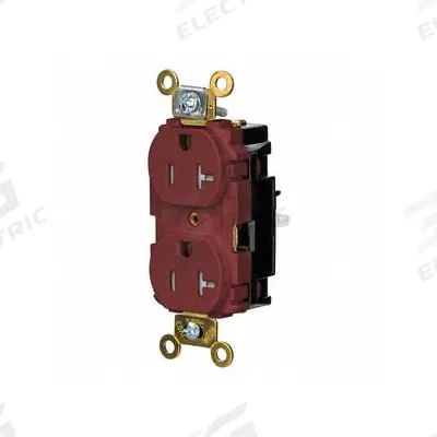 HUBBELL Receptacle: Duplex, 5-20, Red, 125V AC, 20 A, 2 Pole / 3 Wire (MPN HBL5362STRTR) - General Purpose Receptacles