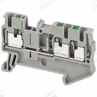 SCHNEIDER Terminal Block: DIN Rail Mounting Type, Push-In Wire Termination, 3 Wire Terminals, 20 A (MPN NSYTRP23). Key specifications — Brand: SCHNEIDER; For Minimum Wire Size: 24 AWG.