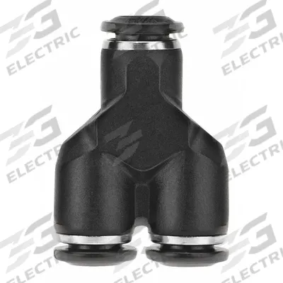 AIGNEP USA Push-Fit Tee Fitting: 14 mm OD x 14 mm OD x 1/2 in Pipe Size, Nylon - Nylon & Nickel-Plated Brass Tube Fittings