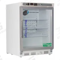 AMERICAN BIOTECH SUPPLY Lab Refrigerator: 4.6 cu ft, Undercounter, 2°C to 7°C, 25 1/2 in Overall Dp (MPN PH-ABT-HC-UCBI-0404G). Key specifications — Door Opening Style: Right; Color: White; Alarm Type: Temperature; Manufacturer Part Number: PH-ABT-HC-UCBI-0404G; Brand: AMERICAN BIOTECH SUPPLY; Product Type: Lab Refrigerator; Door Type: Swing Glass; Refrigerant Type: R-600a.