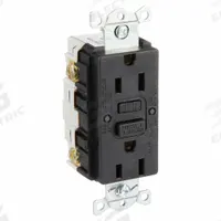 HUBBELL GFCI Receptacle: Duplex, 5-15, Black, GFCI, 125V AC, 15 A, 2 Pole / 3 Wire (MPN GFR15BLK)