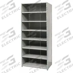 HALLOWELL Metal Shelving: Standalone, Heavy-Duty, 36 in x 24 in, 84 in Overall Ht, 8 Shelves (MPN F7523-24HG). Key specifications — Assembled: Unassembled; Shelving Material: Steel; Frame Material: Steel; Color: Gray; Brand: HALLOWELL.