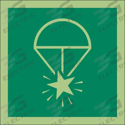 IMO (International Maritime Organization) Safety Sign: Vinyl, Adhesive Sign Mounting - Square Rocket Parachute Flare Symbol Signs