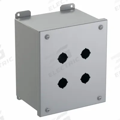 HAMMOND Push Button Enclosure: 22mm, 4 Holes, Carbon Steel - Enclosures for 22mm Operators