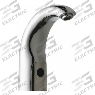 CHICAGO FAUCETS Bathroom Sensor Faucet: HyTronic Contemporary, Cast Brass - Single-Post Sensor Bathroom Faucets