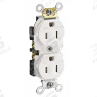 LEVITON Receptacle: Duplex, 5-15, White, 125V AC, 15 A, 2 Pole / 3 Wire (MPN TCR15-W)