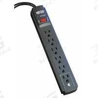 TRIPP LITE Outlet Strip: 6 Outlets, 6 ft Cord Lg, 900 J Rated Energy, 15 A Current, UL 1363, Black (MPN TLP606B). Key specifications — Brand: TRIPP LITE; Mounting Style: Keyhole.