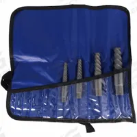 CHICAGO-LATROBE Screw Extractor Set: 4 Pc, Spiral Flute, Size #5/#5 1/4/#6 3/8/#7 1/2 (MPN 65041). Key specifications — attr1030267: CHICAGO-LATROBE; attr1030276: 9/16 in to 1-1/2 in; attr1030283: 65041; attr1030273: #5; attr1075325: 9/16 in to 1-1/2 in.