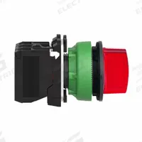 SCHNEIDER Selector Switch: 30 mm Panel Mounting Size, 3 Positions, Short Lever, 1NO/1NC (MPN XB5FK134G5). Key specifications — AC Contact Rating: 1.2 A @ 600 V; Action: Maintained/Maintained/Maintained; Cam: No Cam Included; DC Contact Rating: 0.55 A @ 125 V; Hazardous Location Specification: Not Rated; Operator Head Material: Plastic; Operator Head Type: Short-Handled Knob; Operator Illumination: Illuminated.