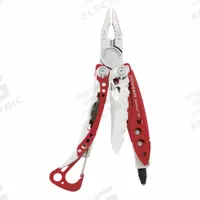 LEATHERMAN Pliers: Multi-Tool Plier, 7 Tools, 7 Functions, 4 in Closed Lg, 6 in Open Lg, RED, Pliers (MPN 832305). Key specifications — attr15951: LEATHERMAN; attr15966: 25-year warranty; attr10312: RED; attr15960: Locking Blade; attr15963: Stainless Steel; attr15971: Multi-Tool Plier; attr15972: Included Bits -Phillips #1-2 & 3/16" Screwdriver, Carbide Glass Breaker & 1/4" Screwdriver; attr15977: Fold Open.
