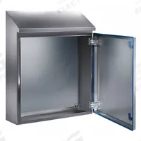 RITTAL Sloped Top Enclosure: 304 Stainless Steel, 30 in x 24 in x 8 in, NEMA 1/12/13/3/3X/4/4X (MPN 1310600). Key specifications — Brand: RITTAL; Closure Method: 1/4-Turn Latch; Enclosure Material: 304 Stainless Steel; Knockouts: Not Included.