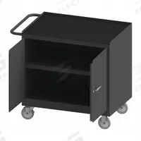 DURHAM MFG Mobile Cabinet Workbench: 36 in x 24 in, Rubber, 1,200 lb Overall Load Capacity, Gray (MPN 3100RM-5PU-95). Key specifications — Included Components: Handle on Side; Assembly: Fully Assembled; Brand: DURHAM MFG.