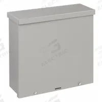WIEGMANN Enclosure: Steel, 12 in x 12 in x 4 in, 3R, Solid Cover, Screw On, Included, Painted (MPN RSC121204). Key specifications — Brand: WIEGMANN; Closure Method: Padlock Hasp; Knockouts: Included.