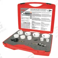 ROTHENBERGER Hole Saw Kit: 11 Pieces, 38 mm Max. Cutting Dp, High Speed Steel, 7 Teeth per Inch (MPN 126306). Key specifications — attr1098178: 7; attr1098172: ROTHENBERGER.