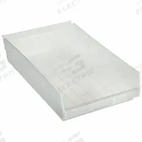 QUANTUM STORAGE SYSTEMS Shelf Bin: 17 7/8 in Overall Lg, 11 1/8 in x 4 in, Clear, Nesting Capable (MPN QSB110CL). Key specifications — attr1179622: QUANTUM STORAGE SYSTEMS; attr1179611: 0%; attr1179616: QSB110CL; attr1179624: Dividers Not Included; attr1249172: Not Electrostatic Discharge Conductive.