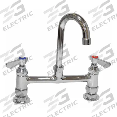 DOMINION COMMERCIAL FAUCETS Gooseneck Kitchen Faucet: Brass, Widespread, Deck - Single-Post Kitchen Faucets with Sprayers