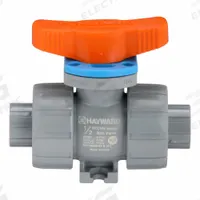 HAYWARD Manual Two-Way Ball Valve: 1/2 in Pipe Size, True Union - Socket & FNPT, CPVC, 60°F to 215°F (MPN CVH2050ASTV0A00). Key specifications — Brand: HAYWARD.