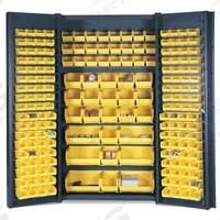 VALLEY CRAFT Bin and Shelf Cabinet: 48 in x 24 in 84 in, 0 Shelves, 163 Bins, Yellow, Deep Box, Gray (MPN F87969A1). Key specifications — Bin Color: Yellow; Bin HxWxD: (72) 3 in x 4-1/8 in x 7-1/2 in; Assembled: Assembled; Cabinet Style: Shelf and Bin; Brand: VALLEY CRAFT; Cabinet Color: Gray; Cabinet Finish: Powder Coated; Cabinet Material: Steel.