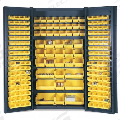 VALLEY CRAFT Bin and Shelf Cabinet: 48 in x 24 in 84 in, 0 Shelves, 163 Bins, Yellow - Standard Bin Cabinets