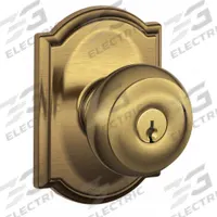 SCHLAGE Door Lockset: Office Knob Locksets, Brass (MPN F51A GEO 609 CAM). Key specifications — Lockset Style: Camelot.
