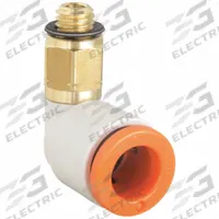 SMC Push-Fit Elbow Fitting: 3/16 in OD x 3/16 in Pipe Size, Push-to-Connect x MUNF, Brass, White (MPN KQ2L05-32A). Key specifications — Brand: SMC; Thread Size A: #10-32.