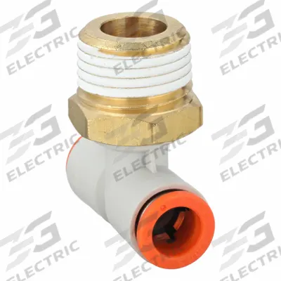 SMC Push-Fit Tee Fitting: 3/8 in OD x 3/8 in OD x 1/2 in Pipe x 3/8 in Pipe Size - Polybutylene & Brass Tube Fittings