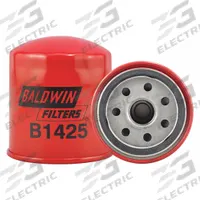 BALDWIN FILTERS Oil Filter: B1425, M20-1.50 Thread Size, 3 7/16 in Overall Ht, 3 1/16 in Outside Dia. Key specifications — Baldwin Interchange: B1425; Brand: BALDWIN FILTERS; Compatible Vehicle Make: Isuzu; Includes: 20 psid Bypass Valve; Media Material: Cellulose.