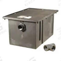 ZURN Grease Interceptor: 14 lb Capacity, 7 gpm Flow Rate, 14 1/2 in Overall Wd, 20 in Overall Lg (MPN GT2702-07). Key specifications — Material: Plastic; Includes: Mounting Hardware; Brand: ZURN.