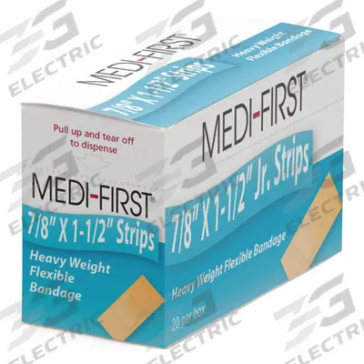 APPROVED VENDOR Adhesive Bandage: Strip Bandages, 7/8 in Wd, 1 1/2 in Lg