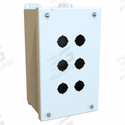 HAMMOND Push Button Enclosure: 22mm, 6 Holes, Carbon Steel - Enclosures for 22mm Operators