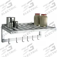 NEW AGE INDUSTRIAL T-Bar Wall Shelf/Pot Rack: 48 in x 20 in x 13 in, 48 in x 20 in, Aluminum (MPN 1122PR). Key specifications — Material: Aluminum; Standards: NSF; Finish: Unfinished; Includes: (2) Shelves; Brand: NEW AGE INDUSTRIAL.