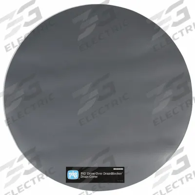PIG Drain Cover: 30 in diameter, 24 in dia Max Drain Size, Gray, 3/8 in Thick - Drive-Over Self-Sealing Drain Cover Seals