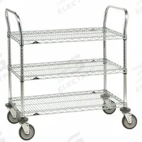 METRO Wire Shelf Utility Cart: 600 lb, 3 Shelf, 36 in L x 18 in W x 39 in H Dim, Silver, Flat (MPN 3SPN33ABR -1PK/25). Key specifications — Shelf Orientation: Flat; Caster/Wheel Configuration: (4) Swivel; Finish: Chrome; Brand: METRO.