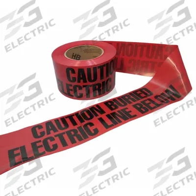 APPROVED VENDOR Barricade Tape: 300 ft Tape Lg, Red - Red Electric Line Underground Marking Tape