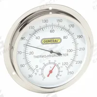 GENERAL Analog Hygrometer: 0%to 100% Humidity Range, Wall, ±4°F/±2°C (MPN 3LYU4). Key specifications — Humidity Accuracy: ±6% RH; Display Type: Dial; Brand: GENERAL.