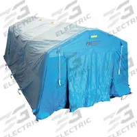 FSI Canopy Tent: 24 ft Overall Lg, 18 ft Overall Wd, 9 ft Overall Ht, Nylon/PVC, Blue, Polyester (MPN DAT5672-IS). Key specifications — attr1055387: Shelter Sleeve; attr1055401: Canopy Tent; attr1055372: FSI.