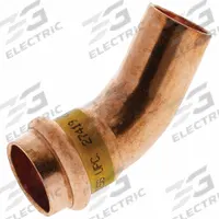 NIBCO Crimp Elbow Fitting: 45° Elbow, 1 1/4 in CTS x 1 1/4 in CTS x 1 1/4 in Pipe size, Copper (MPN 9046500HPC). Key specifications — Brand: NIBCO; Broad - Material for Bullet: Copper Or Bronze; Fitting Size: 1-1/4 in CTS x 1-1/4 in CTS x 1-1/4 in Pipe; Brand - Broad: NIBCO.