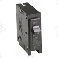 EATON Circuit Breaker: 15 A, 120/240V AC, Single Phase, 10kA at 120/240V AC, Type BR Loadcenters (MPN BR115). Key specifications — Amps: 15 A; AC Voltage Rating: 120/240V AC; Phase: Single; Max. AIR Rating: 10kA at 120/240V AC; Circuit Breaker Type: Standard; For Use With: Type BR Loadcenters; Brand: EATON.