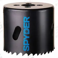 SPYDER Hole Saw: 2 1/4 in Saw Dia., 4/6 Teeth per Inch, 1 7/8 in Max. Cutting Dp, Bi-Metal (MPN 600084CF). Key specifications — attr1098070: 4/6; attr1098087: SPYDER; attr1098073: 1/2"-18.