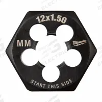 MILWAUKEE Hex Threading Die: M12x1.5 Metric, 1 in Hex Wd, Black Oxide Carbon Steel (MPN 49-57-5359)