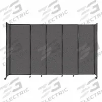 VERSARE Room Divider: 5 Panels, Opaque, Charcoal Gray Panel, 82 in Overall Ht, 135 in Overall Wd (MPN 1911107). Key specifications — Ballistic Standards: NIJ Level III-A; Frame Finish: Powder Coated; Frame Material: Aluminum; Mounting Location: Freestanding; Panel Color: Charcoal Gray; Panel Surface Material: Fabric.