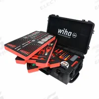WIHA Premium rolling tool box kit: 194 Total Pcs, Metric/SAE, Rolling Modular Tool Box (MPN 92100). Key specifications — attr538253: WIHA; attr548973: Lineman's Pliers with Crimpers; attr548974: (7) Slotted and Phillips Screwdriver; attr548975: (41) Sockets; attr548983: (12) Combination Wrenches.