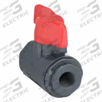 ASAHI Manual Two-Way Ball Valve: 3/8 in, PVC, Straight, 150 psi Max. Pressure (CWP), One-Piece, Tee (MPN 161071003). Key specifications — attr1008170: ASAHI; attr1017899: Tee.