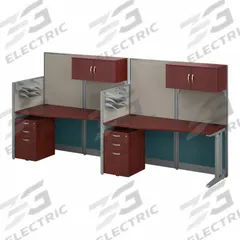 BUSH BUSINESS FURNITURE Modular Cubicle Workstation: 62 7/8 in Overall Ht, 129 in Overall Wd, Cherry (MPN OIAH005HC). Key specifications — Brand: BUSH BUSINESS FURNITURE; Office Cubicle Color: Cherry.