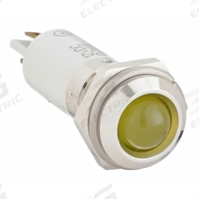 APPROVED VENDOR Raised Panel Light: 12 mm Panel Mounting Hole Dia, LED, Yellow, Raised Head - LED Indicator Pilot Lights