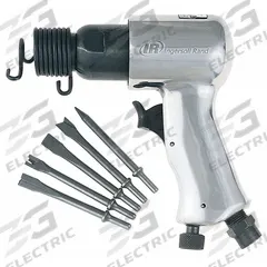 INGERSOLL RAND Air Hammer Kit: 3/8 in Shank Size, 1 5/8 in Stroke Lg, 5,000 bpm Blows per Minute (MPN 115K). Key specifications — attr1320834: INGERSOLL RAND; attr1320853: Round; attr1320854: Round; attr1320857: Blade Straight Chisel; attr1393634: Maintenance to Light Production; attr1393635: Yes; attr1393636: Long Lasting.