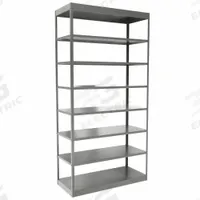 HALLOWELL Metal Shelving: Standalone, Heavy-Duty, 48 in x 18 in, 84 in Overall Ht, 8 Shelves (MPN DT5713-18HG). Key specifications — Frame Material: Steel; Shelving Material: Steel; Assembled: Unassembled; Color: Gray; Brand: HALLOWELL.