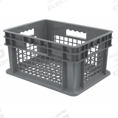 AKRO-MILS Straight Wall Tote: 6.7 gal, 15 3/4 in x 11 3/4 in x 8 1/4 in, Stacking Capable - Fully Vented Milk-Crate-Style Containers