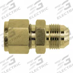 BRENNAN INDUSTRIES Compression Fitting Union: 3/8 in OD x 3/8 in OD Size, Tube x Flared, Brass (MPN N2402-06-06-B). Key specifications — Compatible Fitting Brands: Parker A-LOK; Brand: BRENNAN INDUSTRIES; Series: N2402.